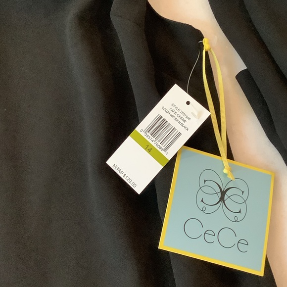 CeCe Black Dress Bows off the Shoulder to the Knee NWT - Picture 3 of 4